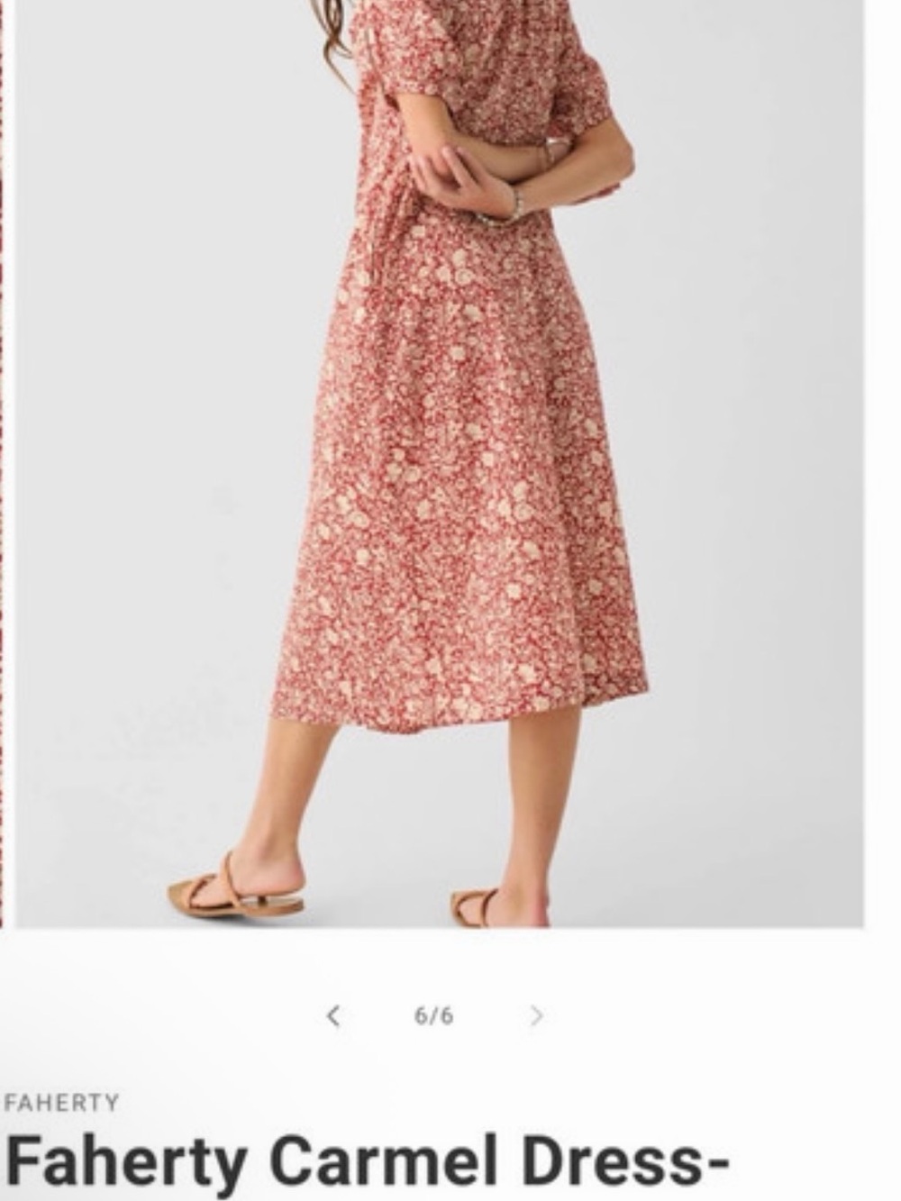 NWOT Faherty Fall Dress Floral Midi Dress in Dusty Rose - organic cotton